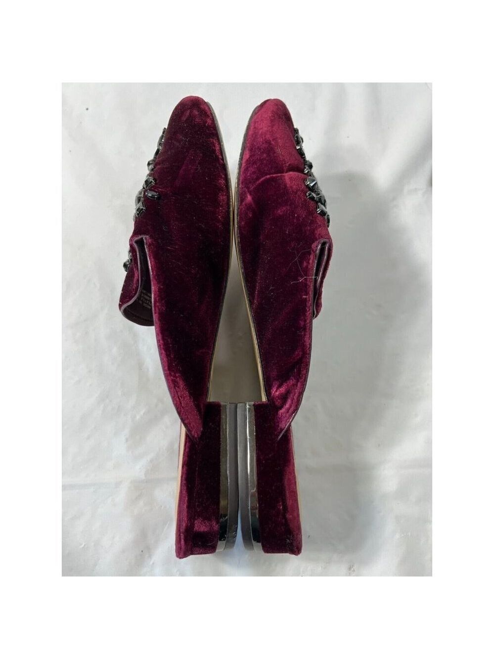 Michael Kors Womens 7.5 Shoes Edie Embellished Velvet Slide Slip-Ons Burgundy - Picture 8 of 14